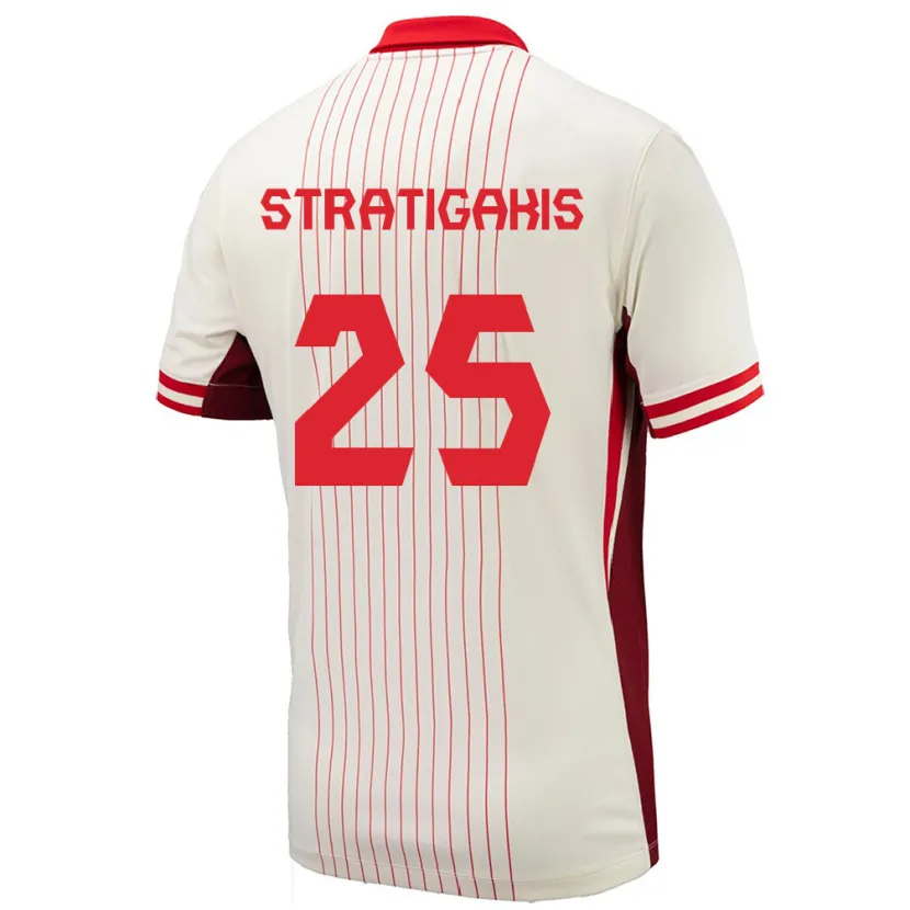 Danxen Donna Maglia Canada Sarah Stratigakis #25 Bianco Kit Gara Away 24-26 Maglietta