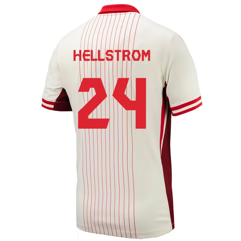 Danxen Donna Maglia Canada Jenna Hellstrom #24 Bianco Kit Gara Away 24-26 Maglietta