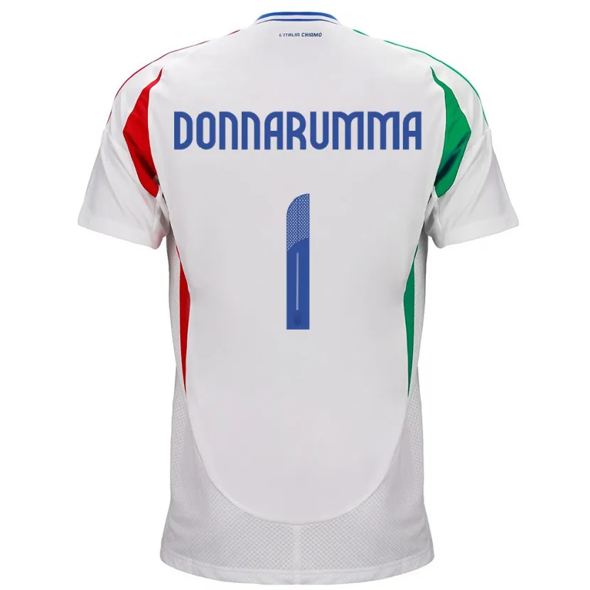 Danxen Donna Maglia Italia Gianluigi Donnarumma #1 Bianco Kit Gara Away 24-26 Maglietta