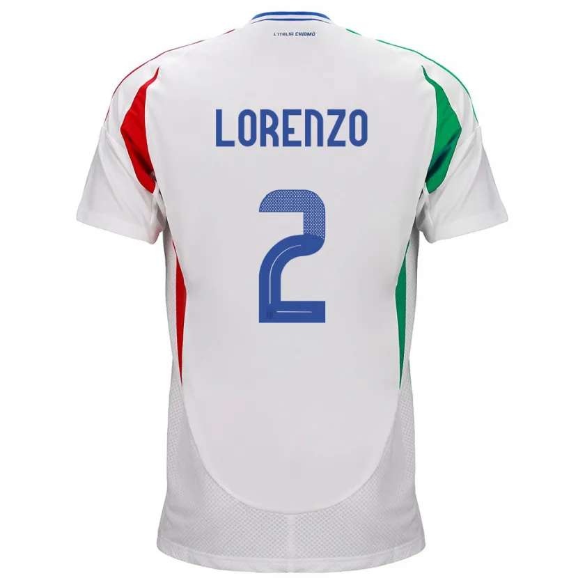 Danxen Donna Maglia Italia Giovanni Di Lorenzo #2 Bianco Kit Gara Away 24-26 Maglietta