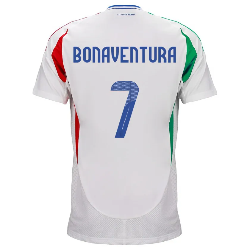 Danxen Donna Maglia Italia Giacomo Bonaventura #7 Bianco Kit Gara Away 24-26 Maglietta