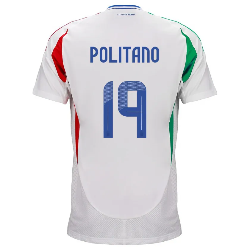 Danxen Donna Maglia Italia Matteo Politano #19 Bianco Kit Gara Away 24-26 Maglietta