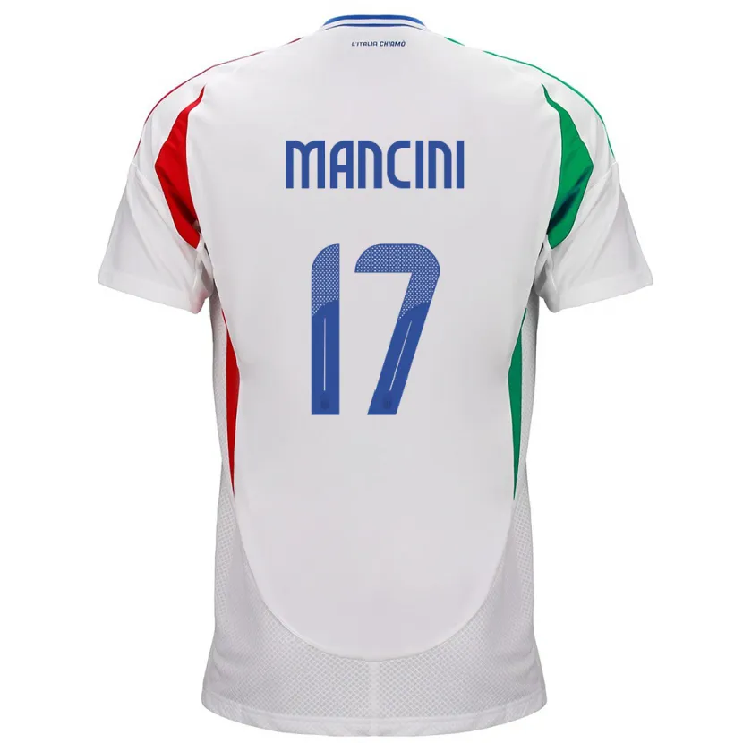 Danxen Donna Maglia Italia Gianluca Mancini #17 Bianco Kit Gara Away 24-26 Maglietta