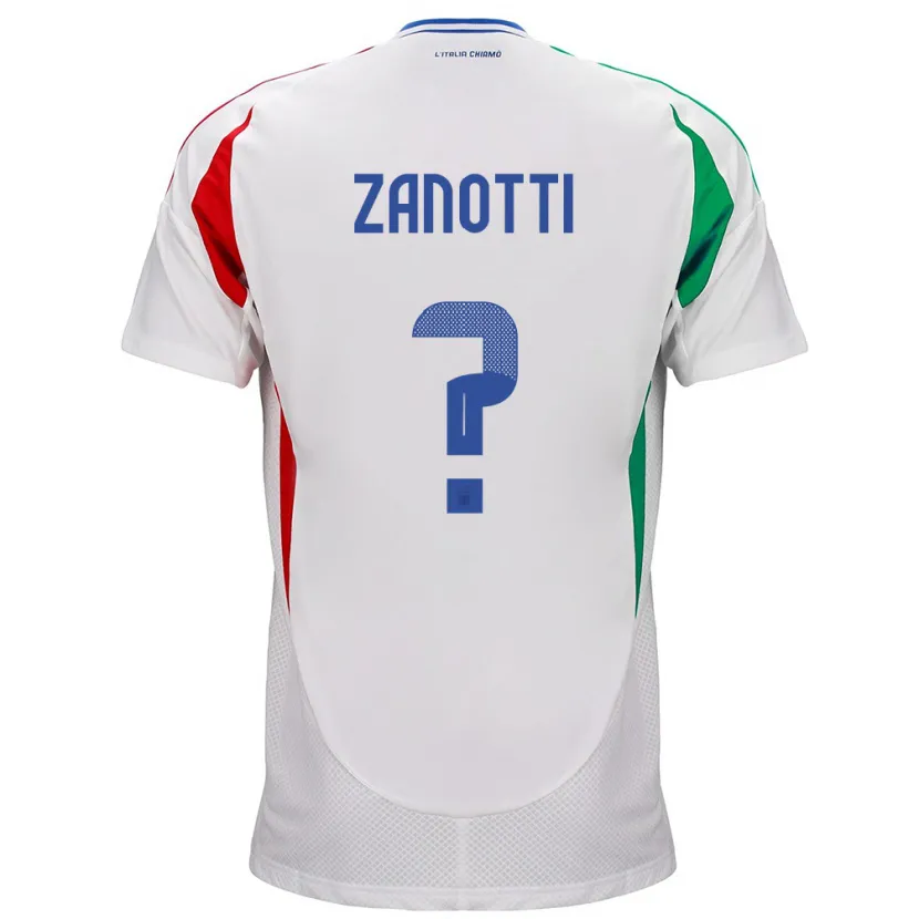 Danxen Donna Maglia Italia Mattia Zanotti #0 Bianco Kit Gara Away 24-26 Maglietta