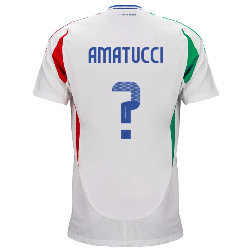 Danxen Donna Maglia Italia Lorenzo Amatucci #0 Bianco Kit Gara Away 24-26 Maglietta