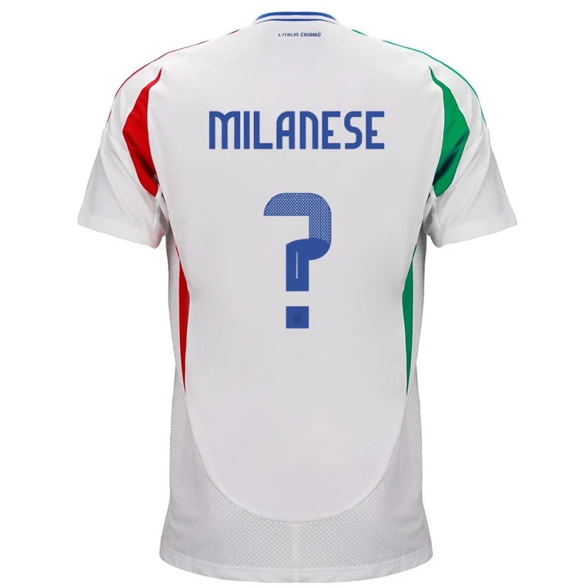 Danxen Donna Maglia Italia Tommaso Milanese #0 Bianco Kit Gara Away 24-26 Maglietta