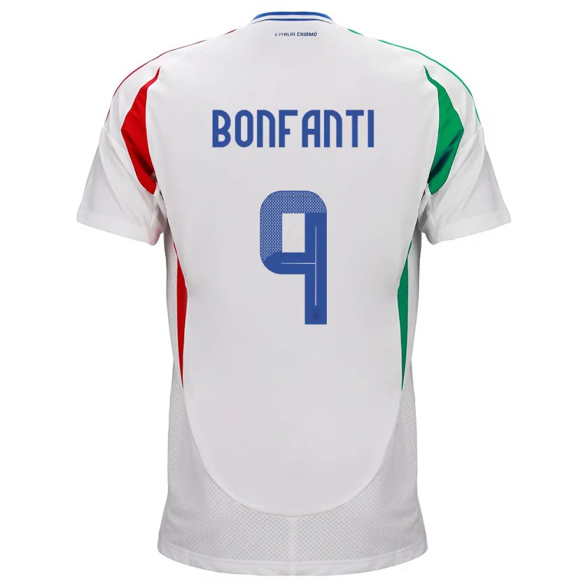 Danxen Donna Maglia Italia Nicholas Bonfanti #9 Bianco Kit Gara Away 24-26 Maglietta