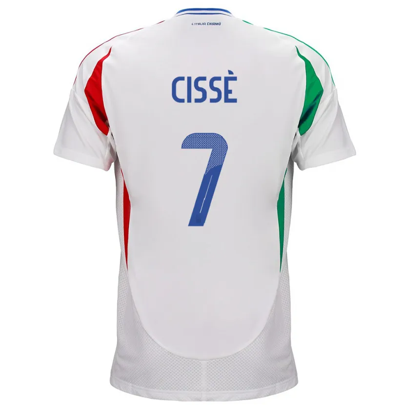 Danxen Donna Maglia Italia Alphadjo Cissè #7 Bianco Kit Gara Away 24-26 Maglietta