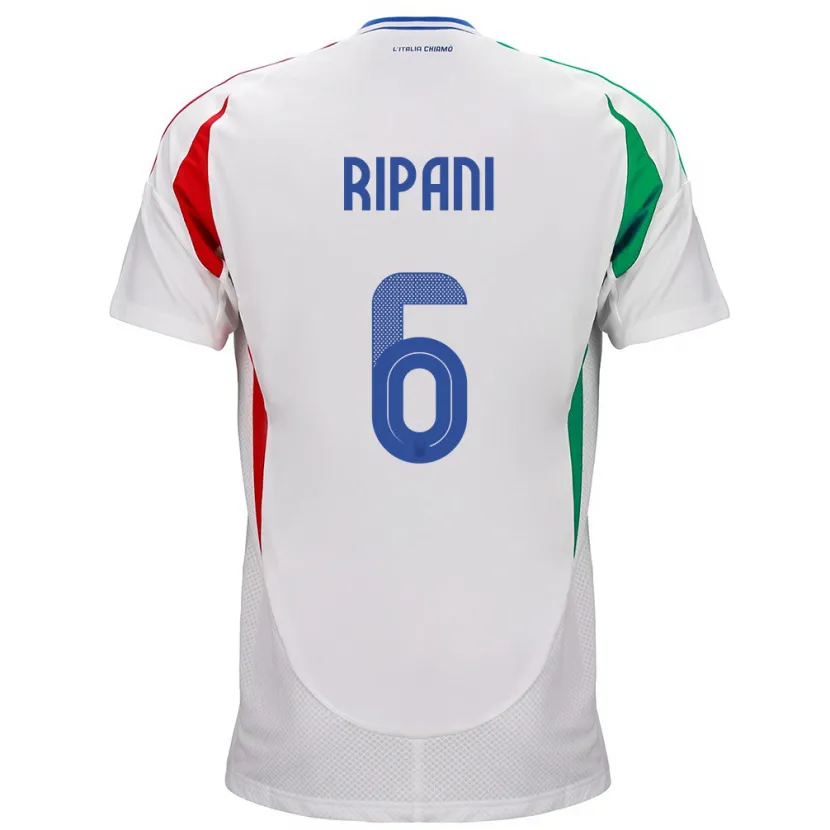 Danxen Donna Maglia Italia Diego Ripani #6 Bianco Kit Gara Away 24-26 Maglietta