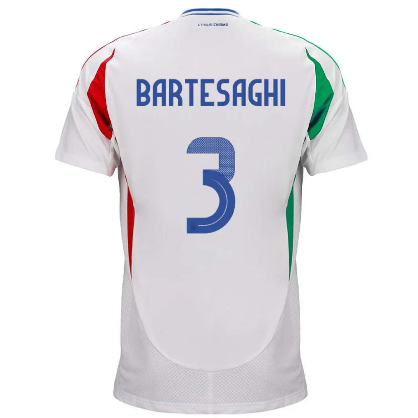 Danxen Donna Maglia Italia Davide Bartesaghi #3 Bianco Kit Gara Away 24-26 Maglietta