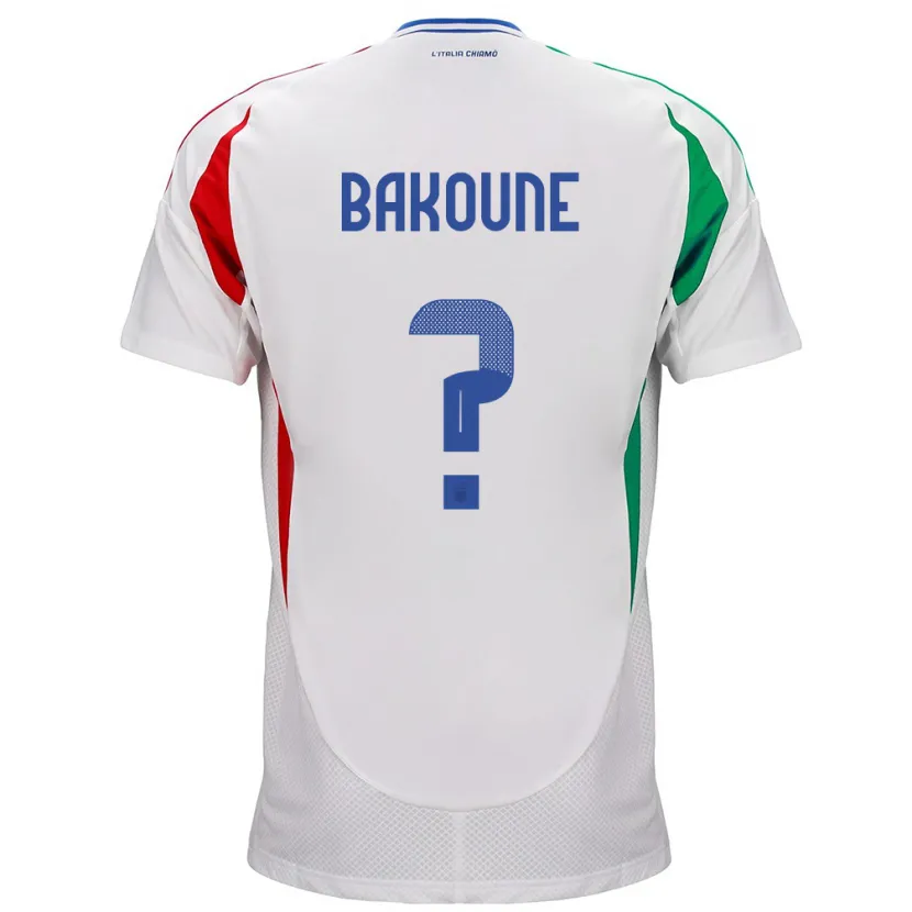 Danxen Donna Maglia Italia Adam Bakoune #0 Bianco Kit Gara Away 24-26 Maglietta