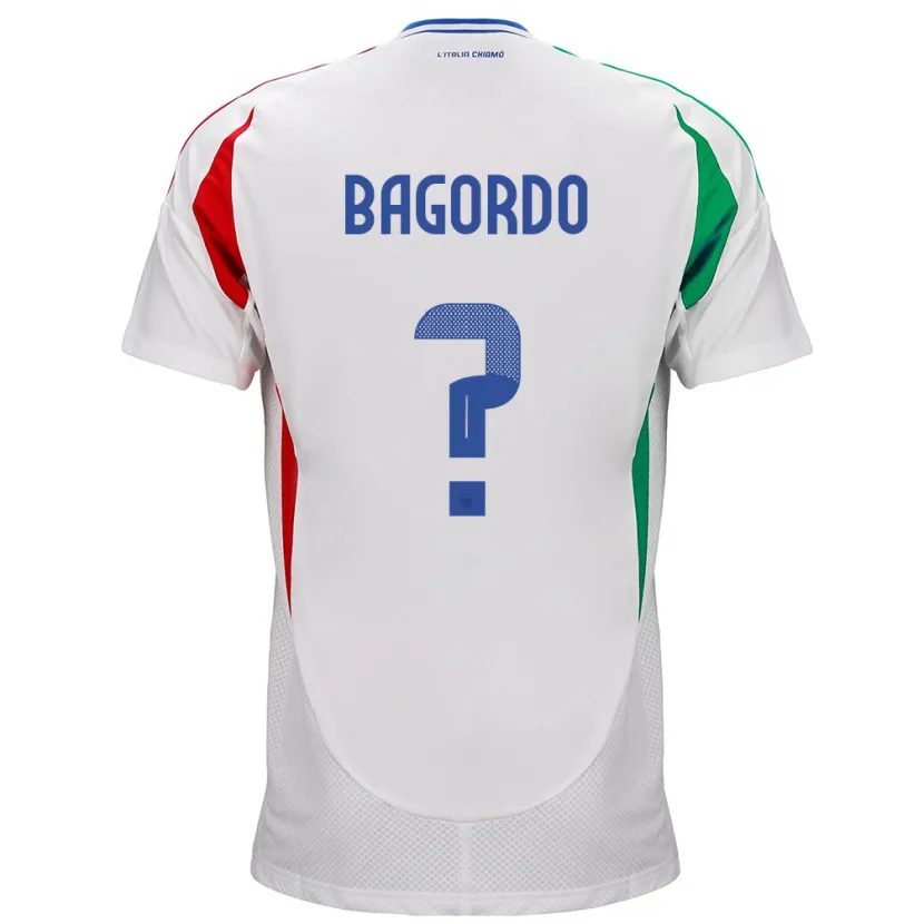 Danxen Donna Maglia Italia Cristian Bagordo #0 Bianco Kit Gara Away 24-26 Maglietta