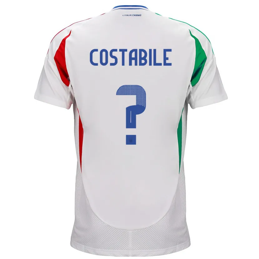 Danxen Donna Maglia Italia Cristian Costabile #0 Bianco Kit Gara Away 24-26 Maglietta