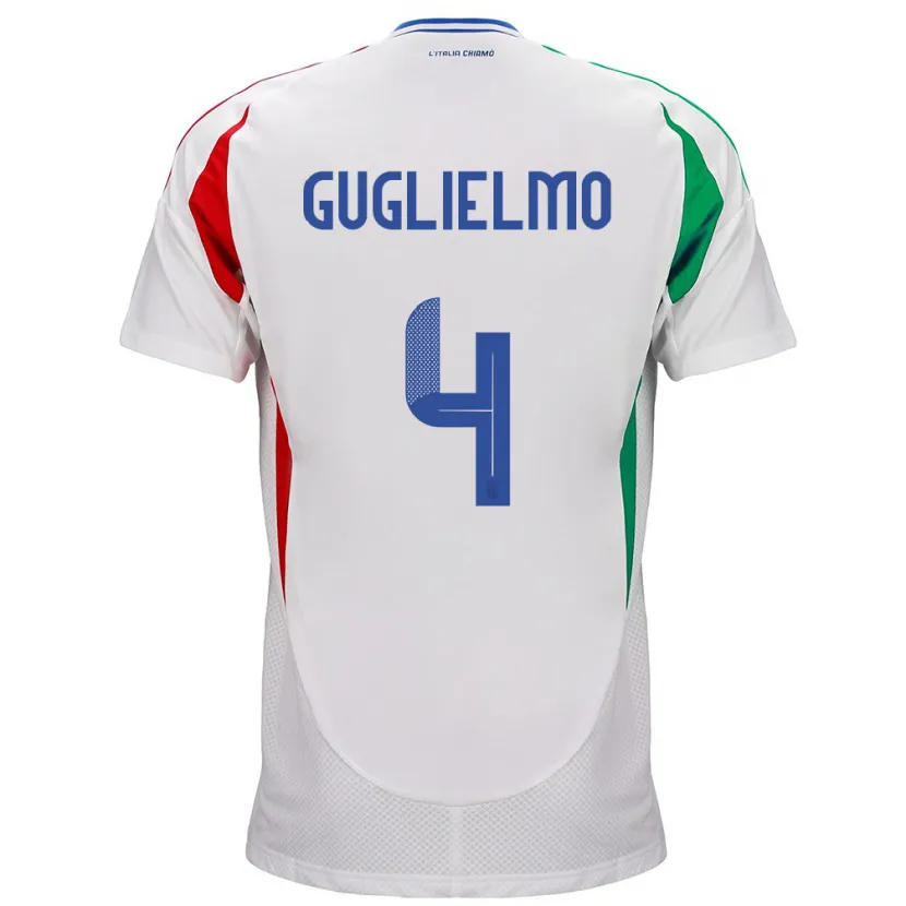 Danxen Donna Maglia Italia Lucia Di Guglielmo #4 Bianco Kit Gara Away 24-26 Maglietta