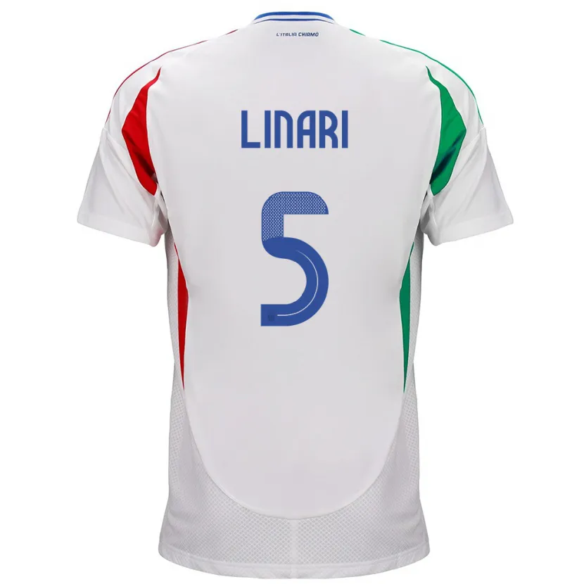 Danxen Donna Maglia Italia Elena Linari #5 Bianco Kit Gara Away 24-26 Maglietta