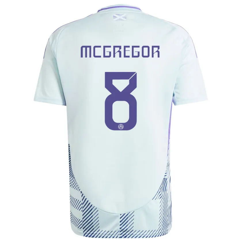 Danxen Donna Maglia Scotland Callum Mcgregor #8 Blu Menta Chiaro Kit Gara Away 24-26 Maglietta