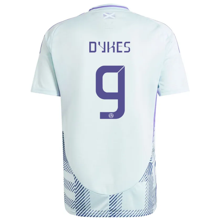 Danxen Donna Maglia Scotland Lyndon Dykes #9 Blu Menta Chiaro Kit Gara Away 24-26 Maglietta