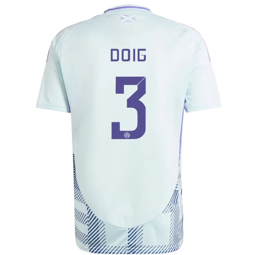 Danxen Donna Maglia Scotland Josh Doig #3 Blu Menta Chiaro Kit Gara Away 24-26 Maglietta