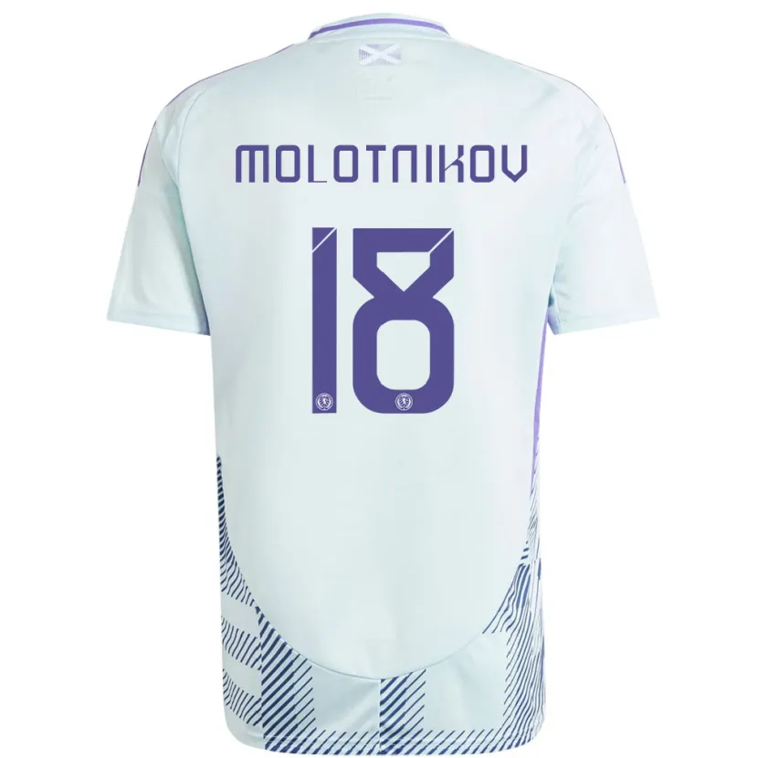 Danxen Donna Maglia Scotland Rudi Molotnikov #18 Blu Menta Chiaro Kit Gara Away 24-26 Maglietta