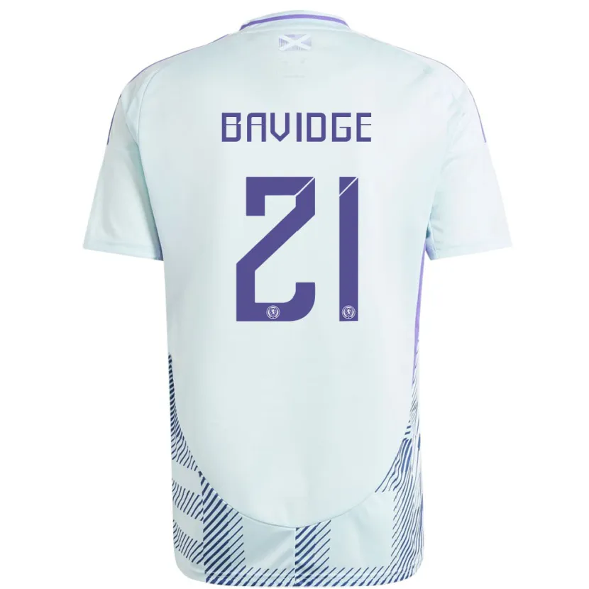 Danxen Donna Maglia Scotland Alfie Bavidge #21 Blu Menta Chiaro Kit Gara Away 24-26 Maglietta