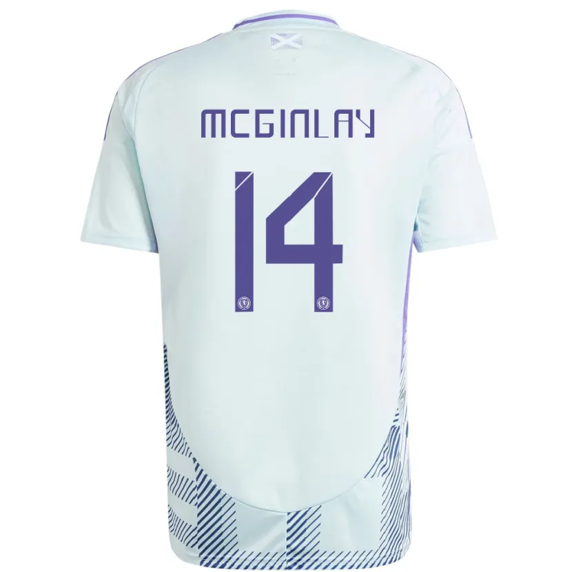 Danxen Donna Maglia Scotland Aiden Mcginlay #14 Blu Menta Chiaro Kit Gara Away 24-26 Maglietta