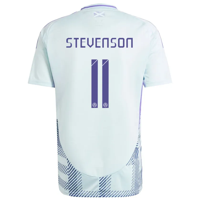 Danxen Donna Maglia Scotland Gus Stevenson #11 Blu Menta Chiaro Kit Gara Away 24-26 Maglietta