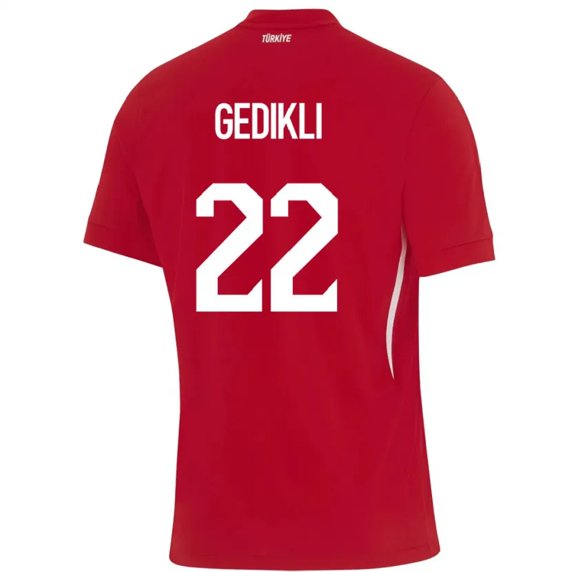 Danxen Donna Maglia Turchia Berkant Gedikli #22 Rosso Kit Gara Away 24-26 Maglietta