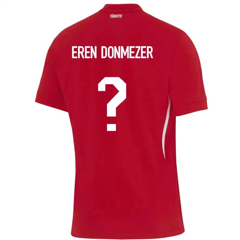 Danxen Donna Maglia Turchia Deniz Eren Dönmezer #0 Rosso Kit Gara Away 24-26 Maglietta