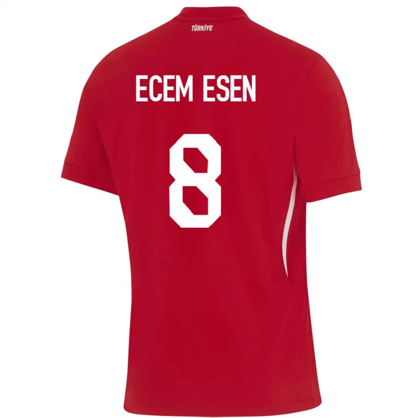 Danxen Donna Maglia Turchia Emine Ecem Esen #8 Rosso Kit Gara Away 24-26 Maglietta