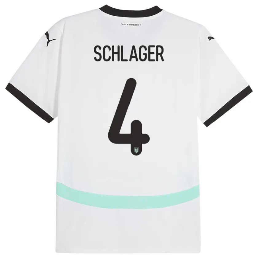 Danxen Donna Maglia Austria Xaver Schlager #4 Bianco Kit Gara Away 24-26 Maglietta