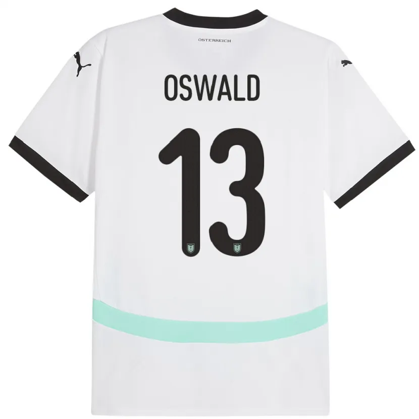Danxen Donna Maglia Austria Moritz Oswald #13 Bianco Kit Gara Away 24-26 Maglietta