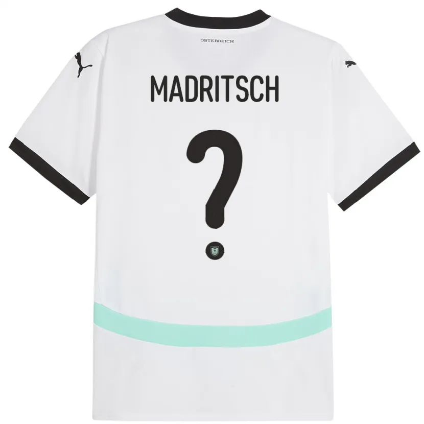Danxen Donna Maglia Austria Diego Madritsch #0 Bianco Kit Gara Away 24-26 Maglietta