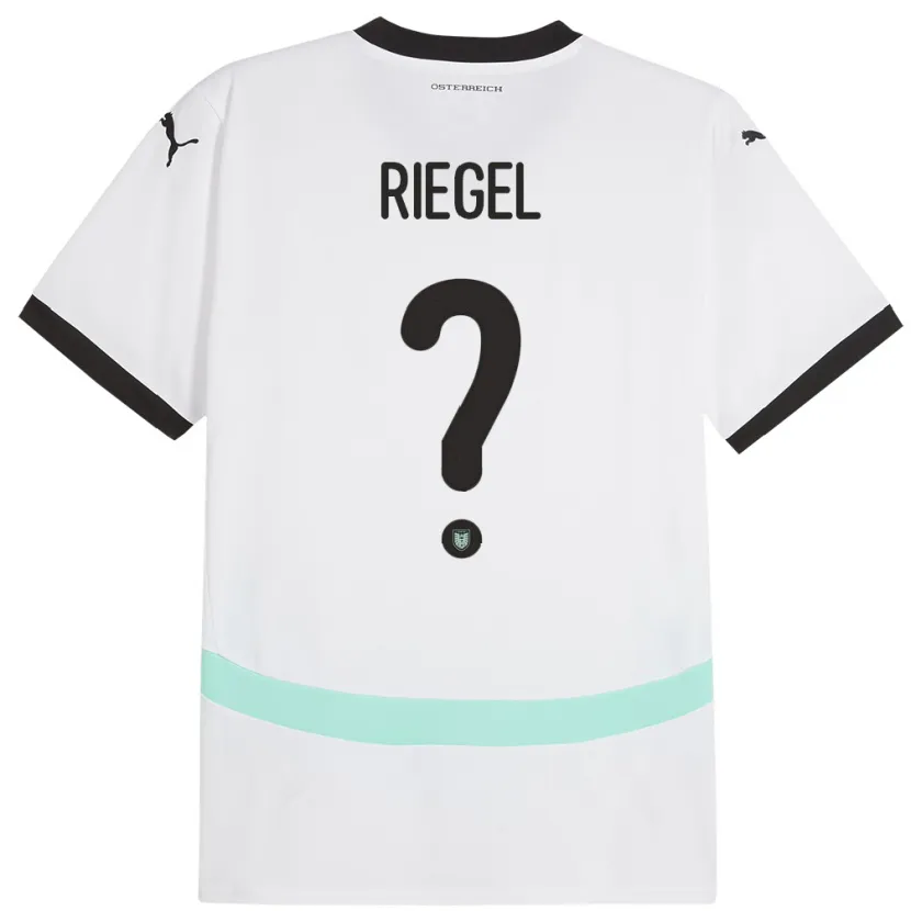 Danxen Donna Maglia Austria Adrian Riegel #0 Bianco Kit Gara Away 24-26 Maglietta