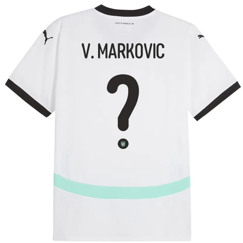 Danxen Donna Maglia Austria Vasilije Markovic #0 Bianco Kit Gara Away 24-26 Maglietta