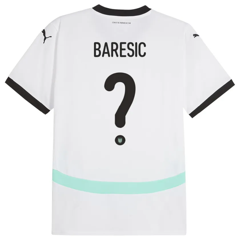 Danxen Donna Maglia Austria Leon Baresic #0 Bianco Kit Gara Away 24-26 Maglietta