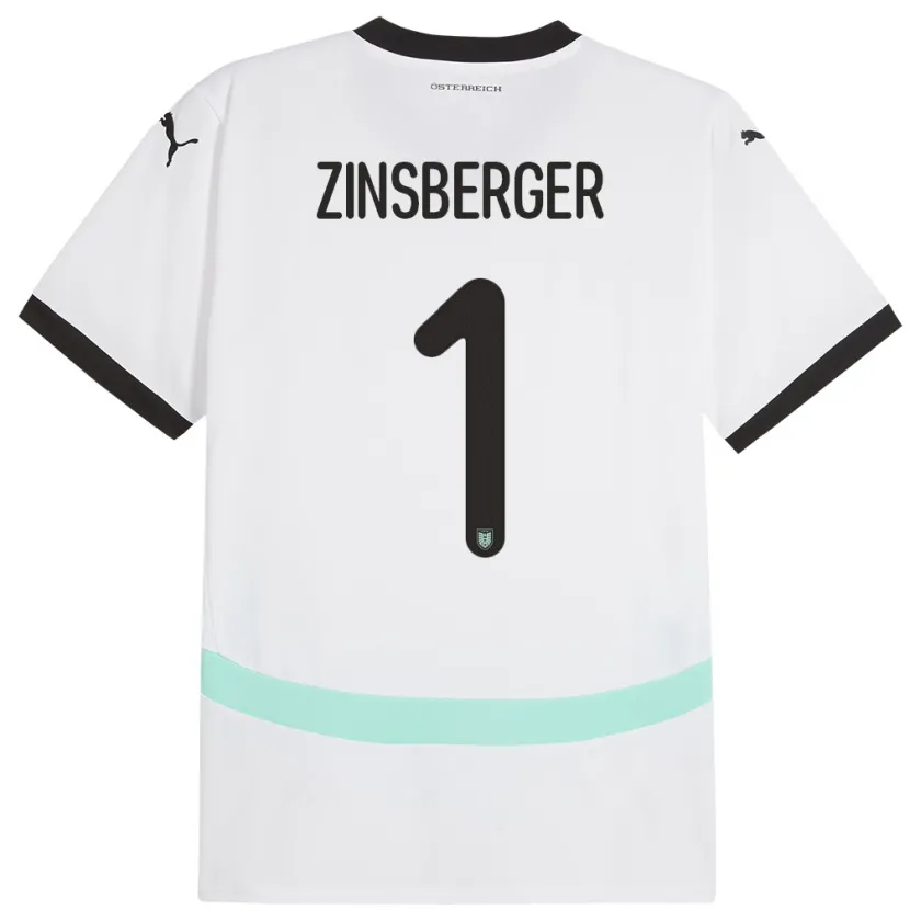 Danxen Donna Maglia Austria Manuela Zinsberger #1 Bianco Kit Gara Away 24-26 Maglietta