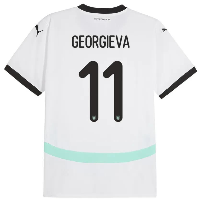 Danxen Donna Maglia Austria Marina Georgieva #11 Bianco Kit Gara Away 24-26 Maglietta