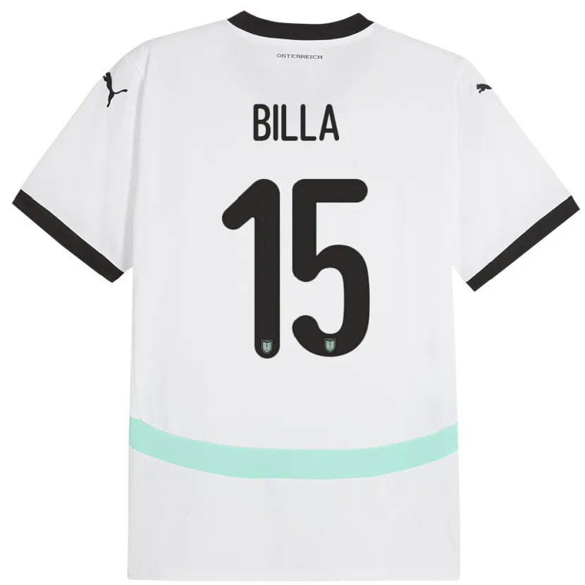 Danxen Donna Maglia Austria Nicole Billa #15 Bianco Kit Gara Away 24-26 Maglietta