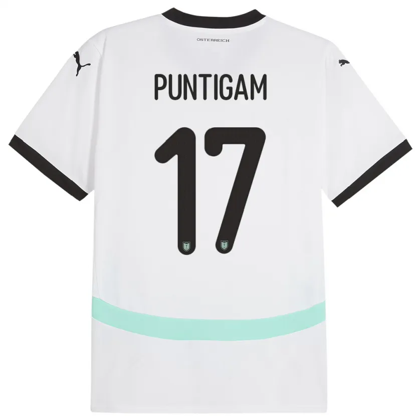 Danxen Donna Maglia Austria Sarah Puntigam #17 Bianco Kit Gara Away 24-26 Maglietta