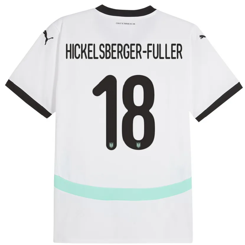 Danxen Donna Maglia Austria Julia Hickelsberger-Füller #18 Bianco Kit Gara Away 24-26 Maglietta