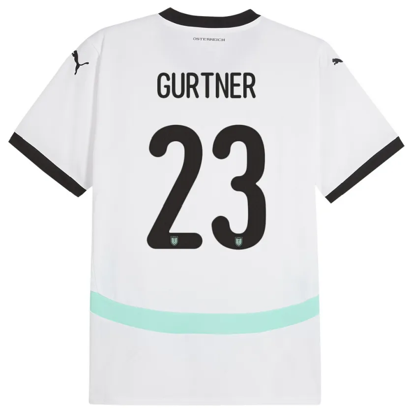 Danxen Donna Maglia Austria Andrea Gurtner #23 Bianco Kit Gara Away 24-26 Maglietta