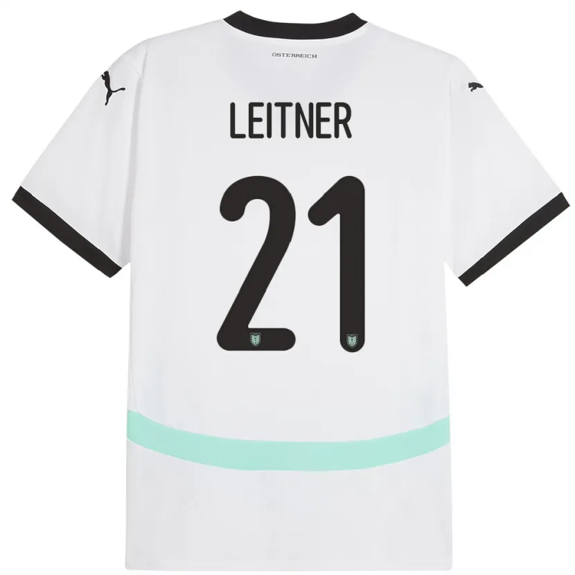 Danxen Donna Maglia Austria Annelie Leitner #21 Bianco Kit Gara Away 24-26 Maglietta