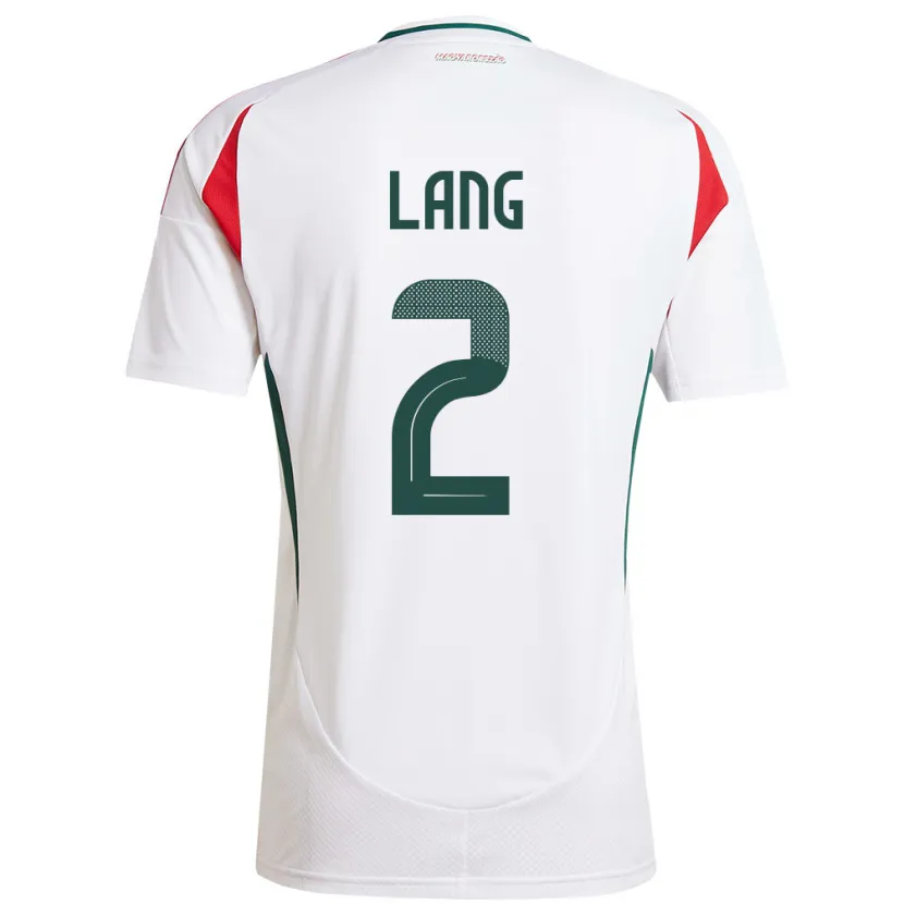 Danxen Donna Maglia Ungheria Ádám Lang #2 Bianco Kit Gara Away 24-26 Maglietta