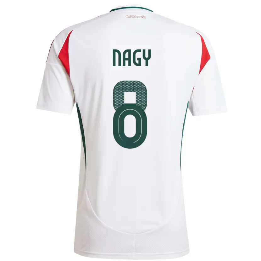 Danxen Donna Maglia Ungheria Ádám Nagy #8 Bianco Kit Gara Away 24-26 Maglietta