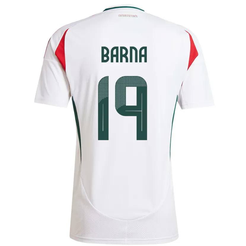 Danxen Donna Maglia Ungheria Daniel Barna #19 Bianco Kit Gara Away 24-26 Maglietta