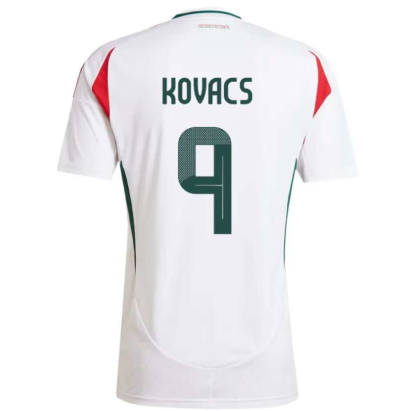 Danxen Donna Maglia Ungheria Patrik Kovács #9 Bianco Kit Gara Away 24-26 Maglietta