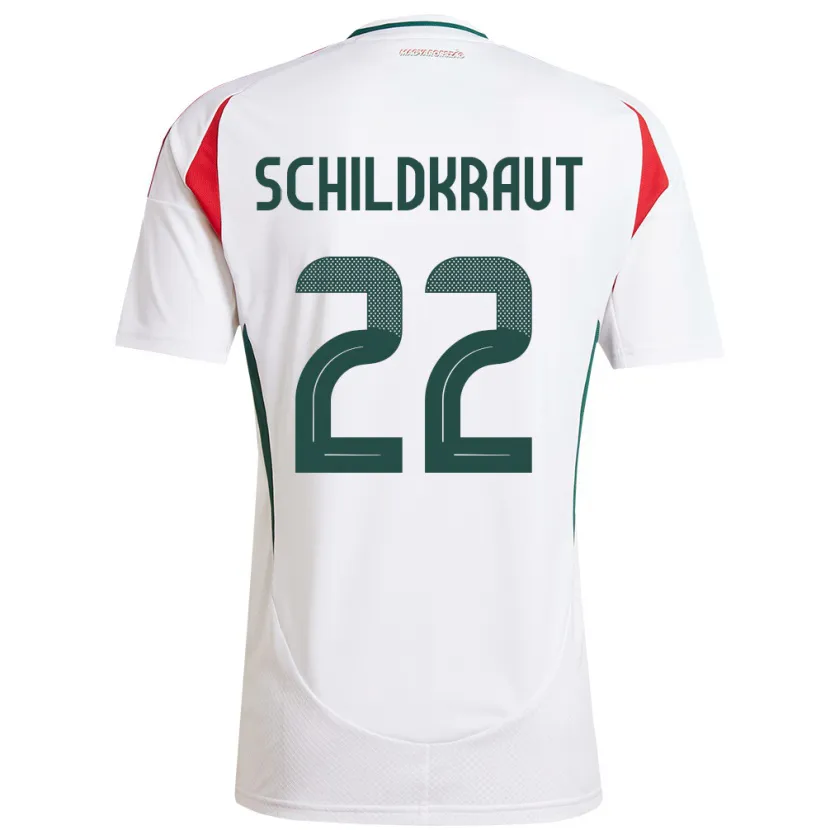Danxen Donna Maglia Ungheria Fruzsina Schildkraut #22 Bianco Kit Gara Away 24-26 Maglietta