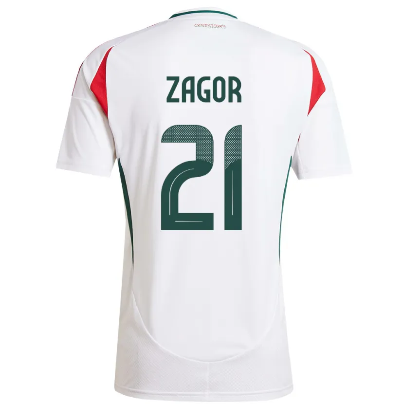Danxen Donna Maglia Ungheria Bernadett Zágor #21 Bianco Kit Gara Away 24-26 Maglietta