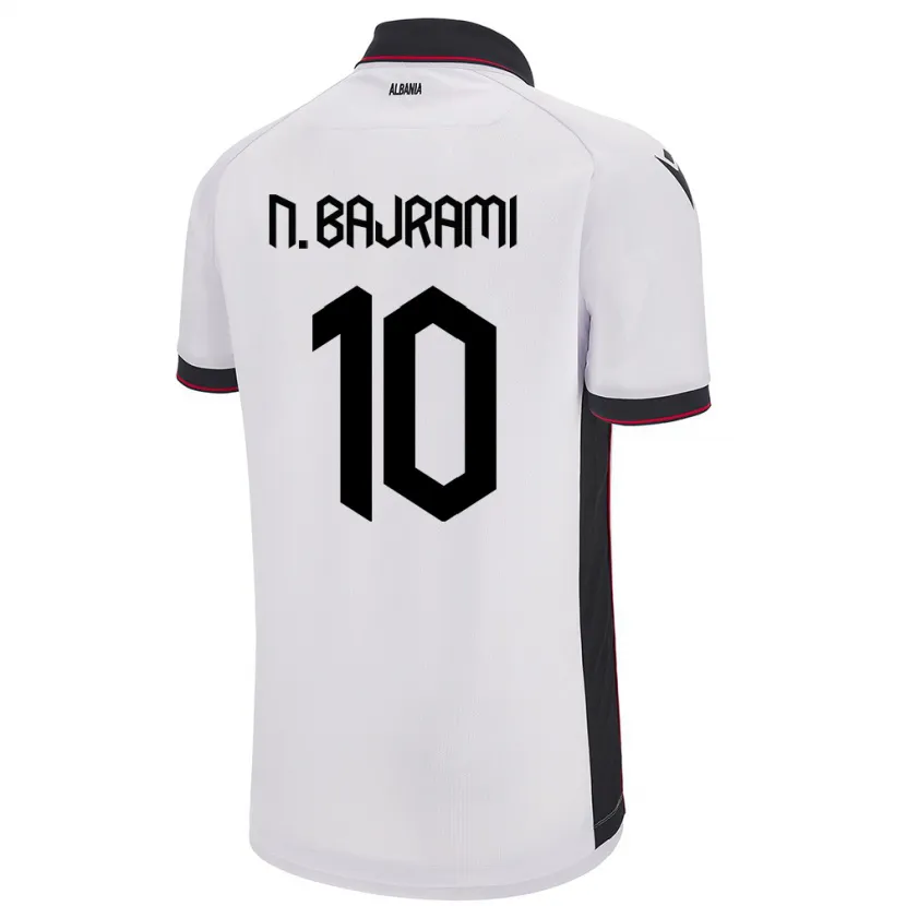 Danxen Donna Maglia Albania Nedim Bajrami #10 Bianco Kit Gara Away 24-26 Maglietta
