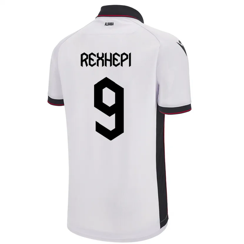 Danxen Donna Maglia Albania Arlind Rexhepi #9 Bianco Kit Gara Away 24-26 Maglietta